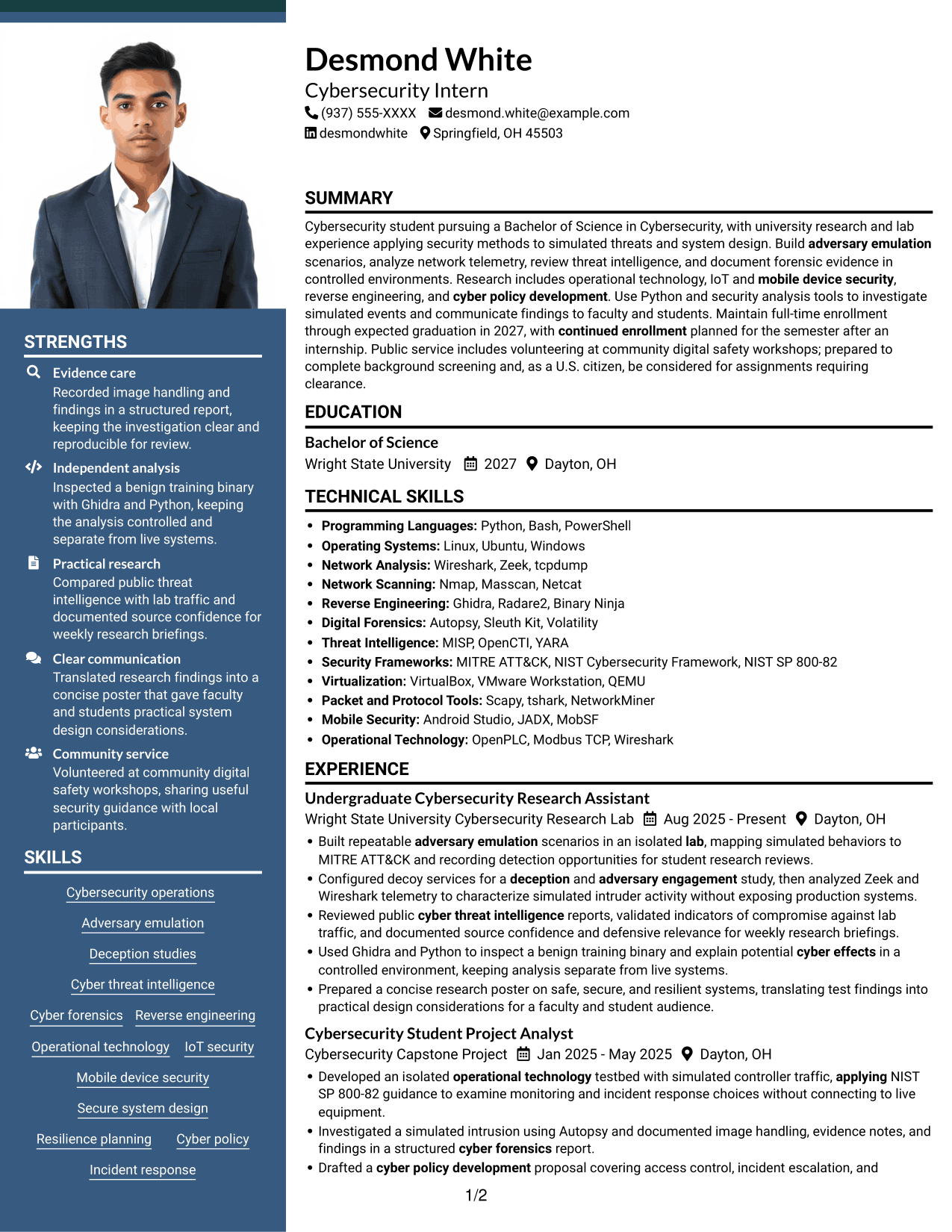 Resume example — page 1