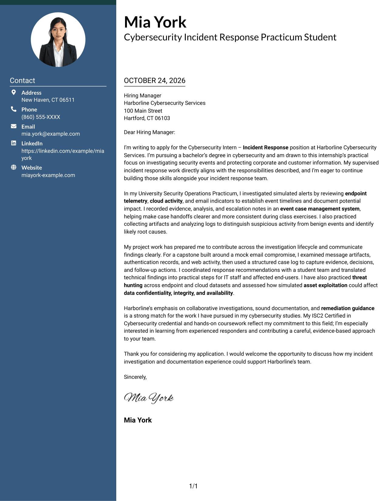 Cover letter example — page 1