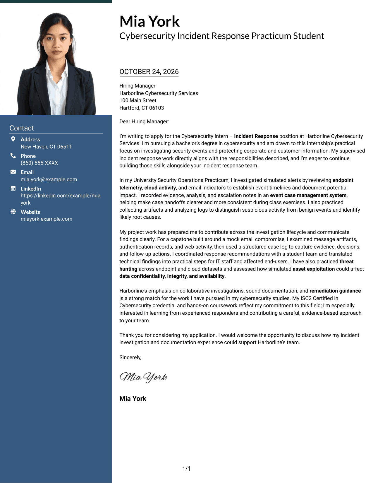 Cover letter example — page 1
