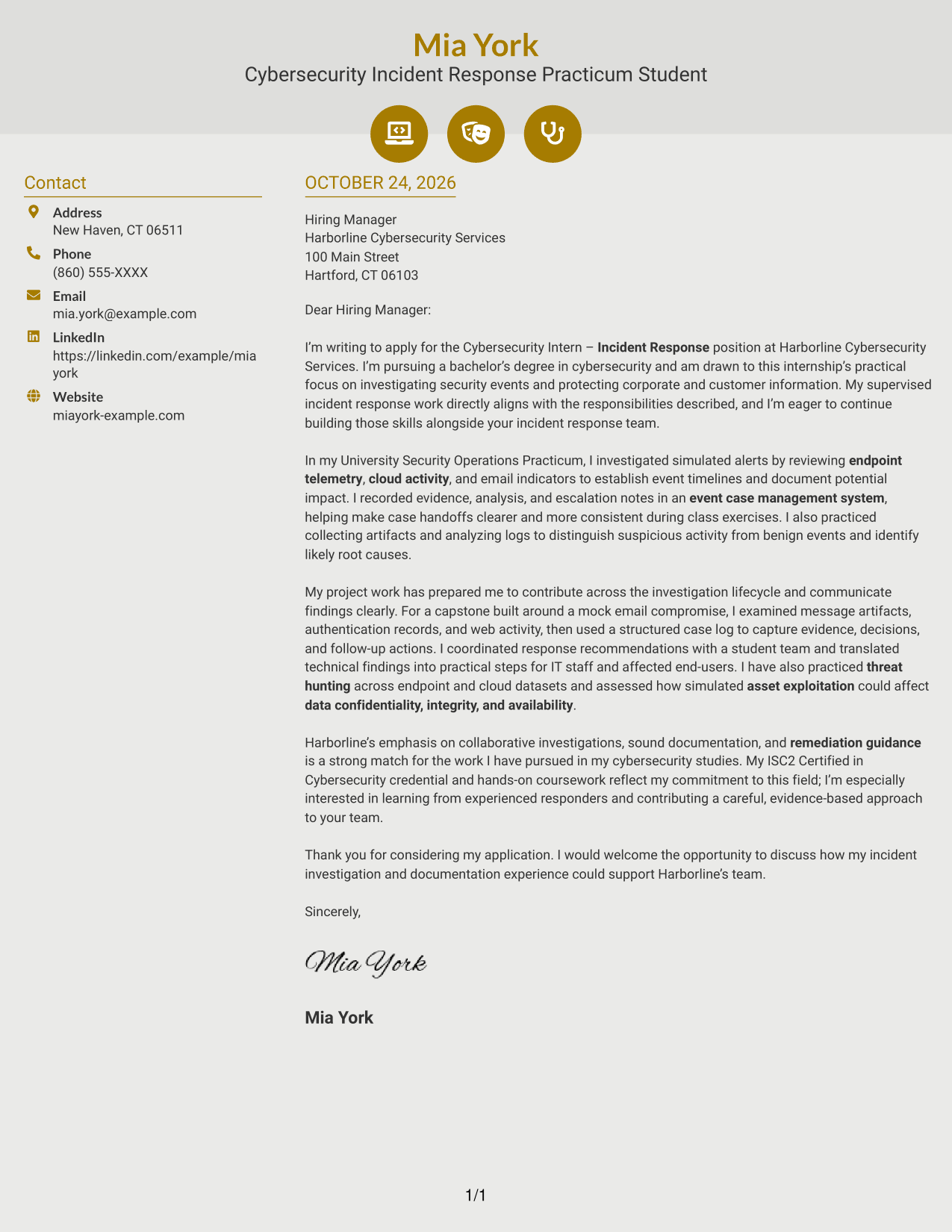Cover letter example — page 1