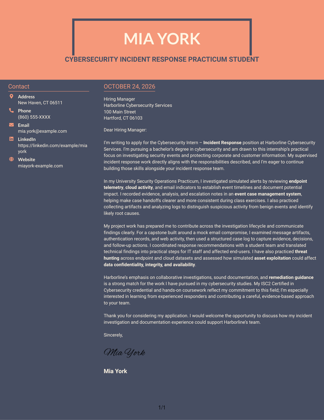 Cover letter example — page 1
