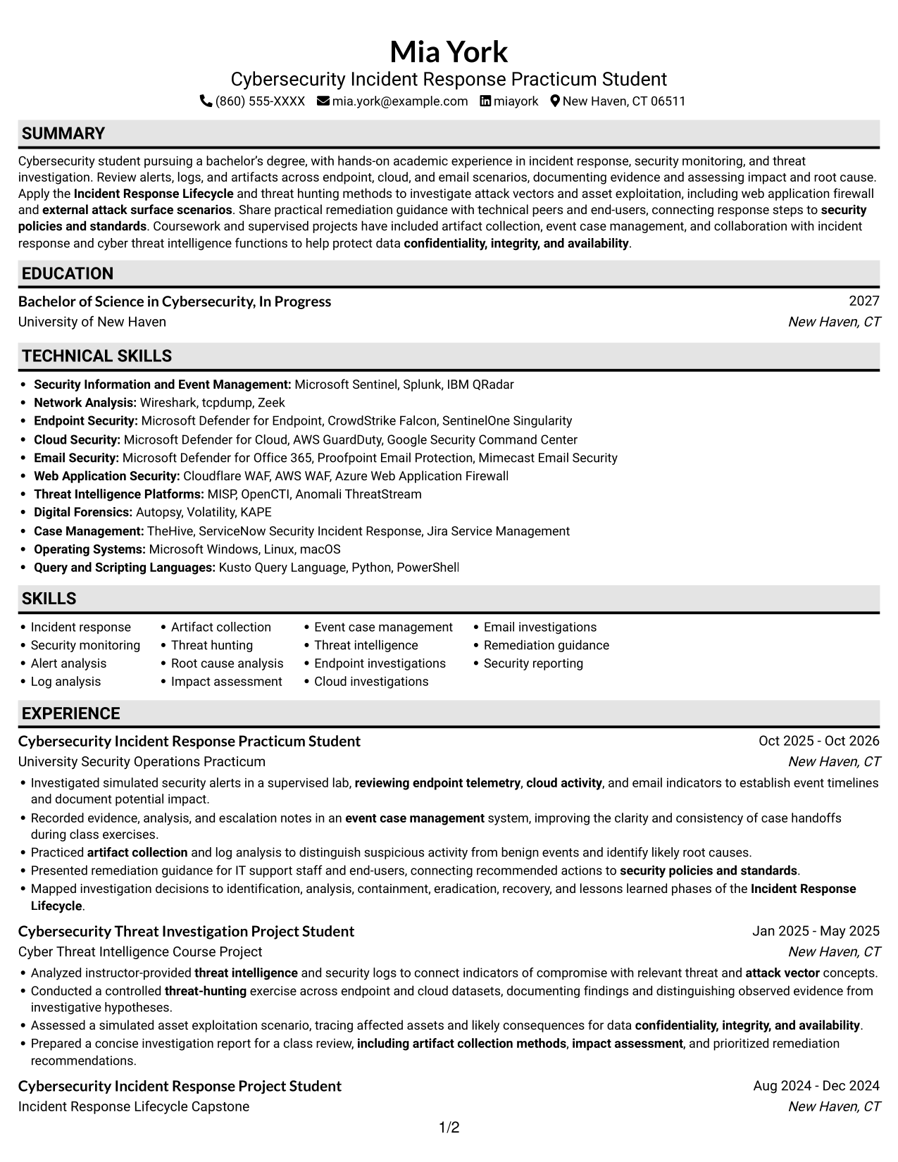 Resume example — page 1