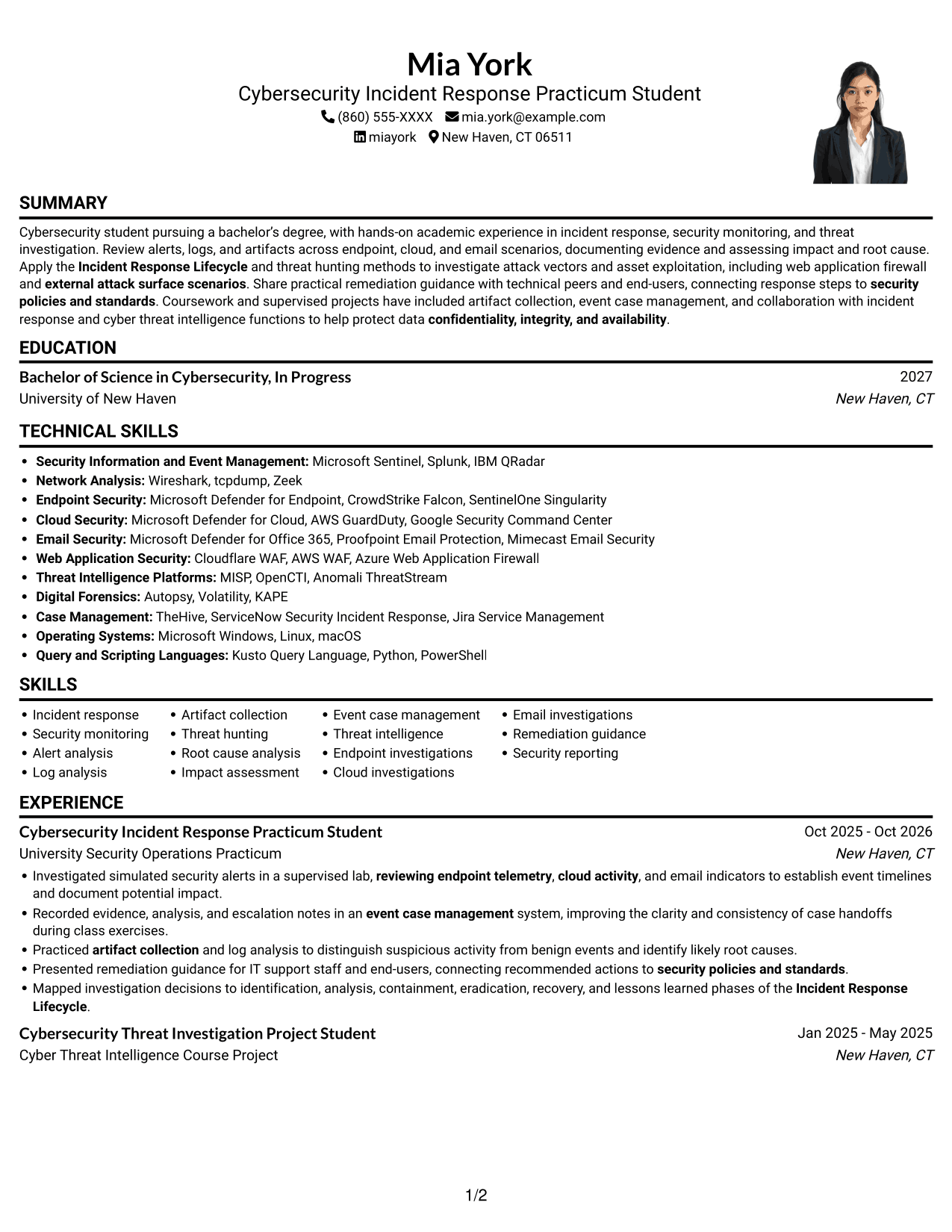 Resume example — page 1
