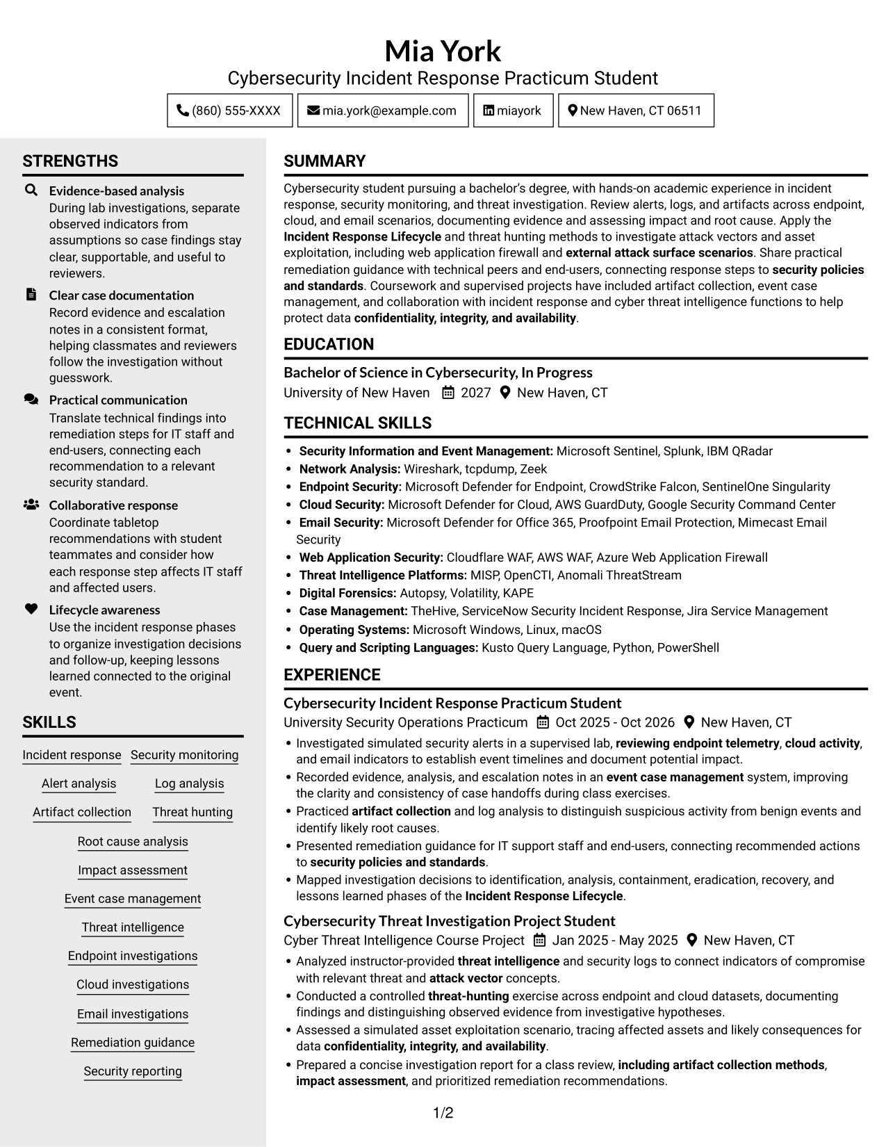 Resume example — page 1