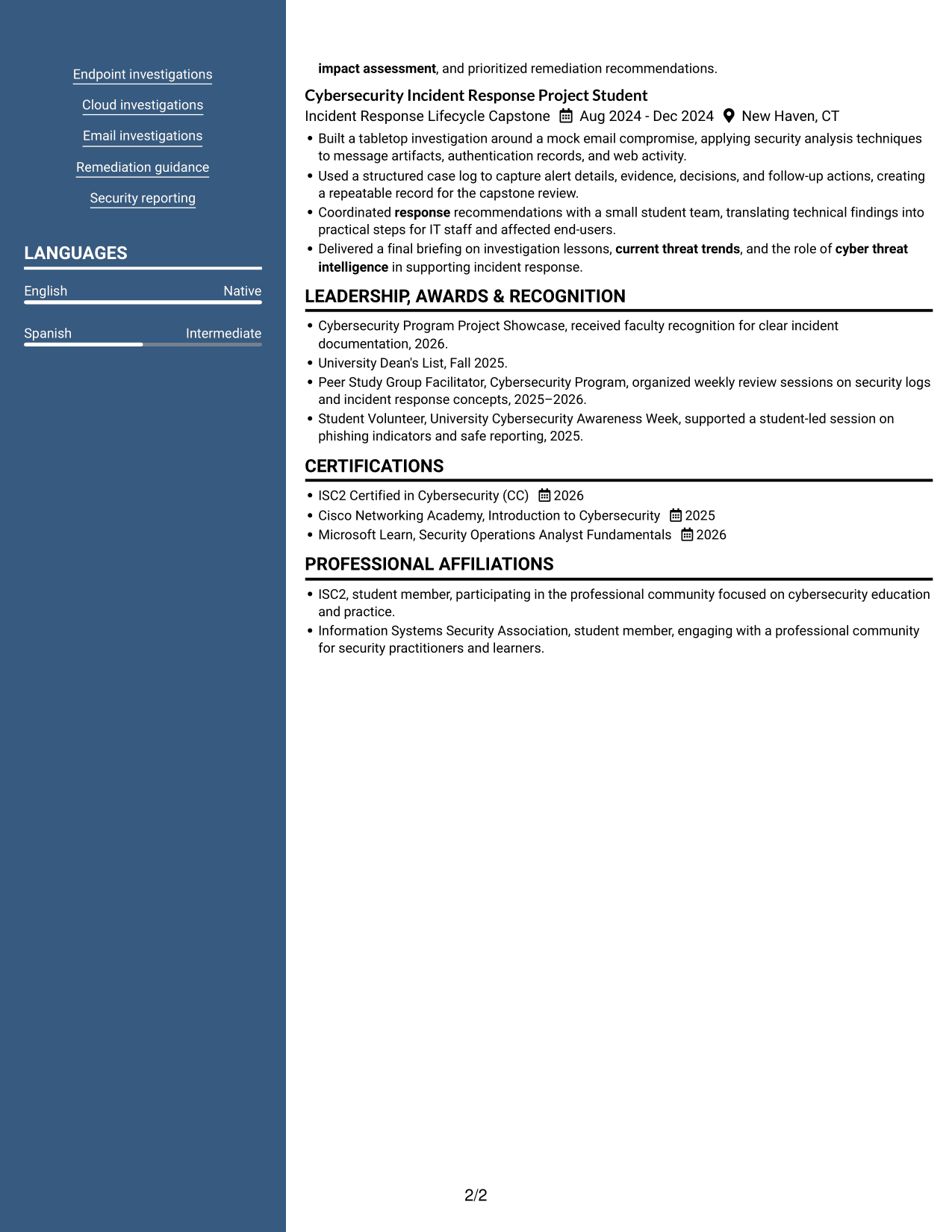 Resume example — page 2