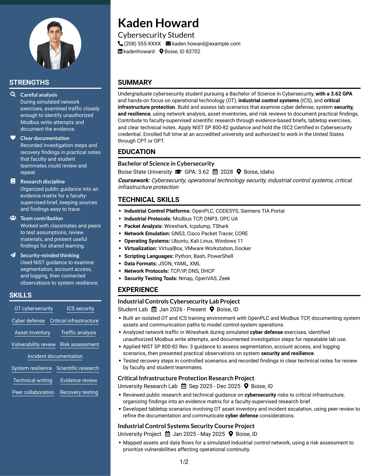 Resume example — page 1