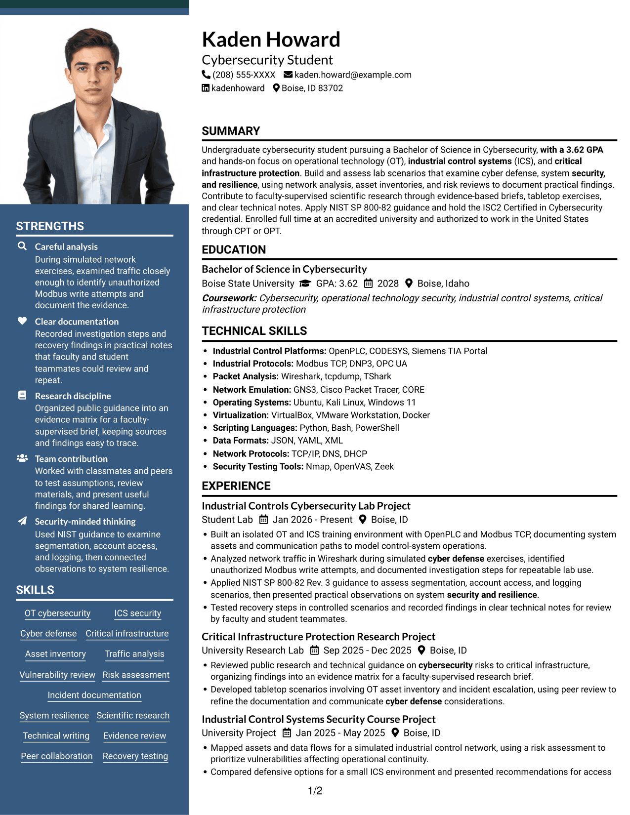 Resume example — page 1