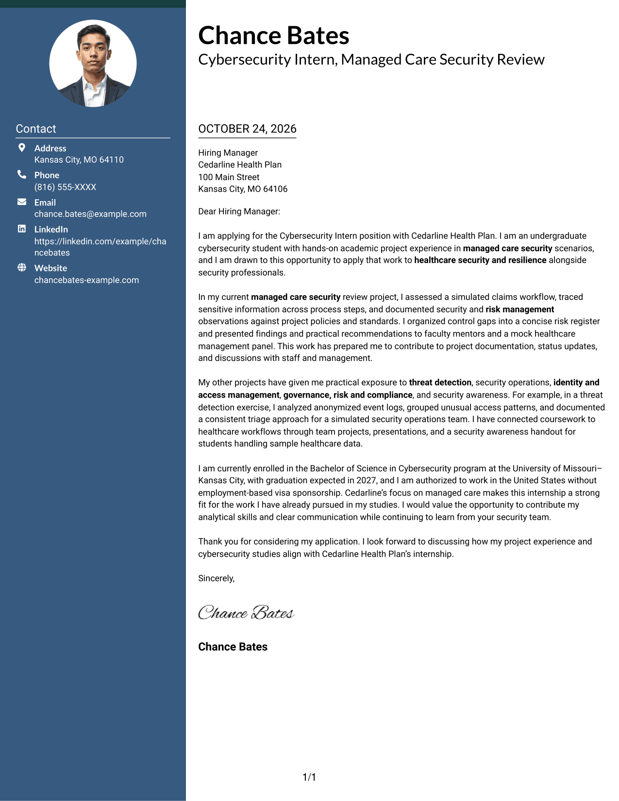 Cover letter example — page 1