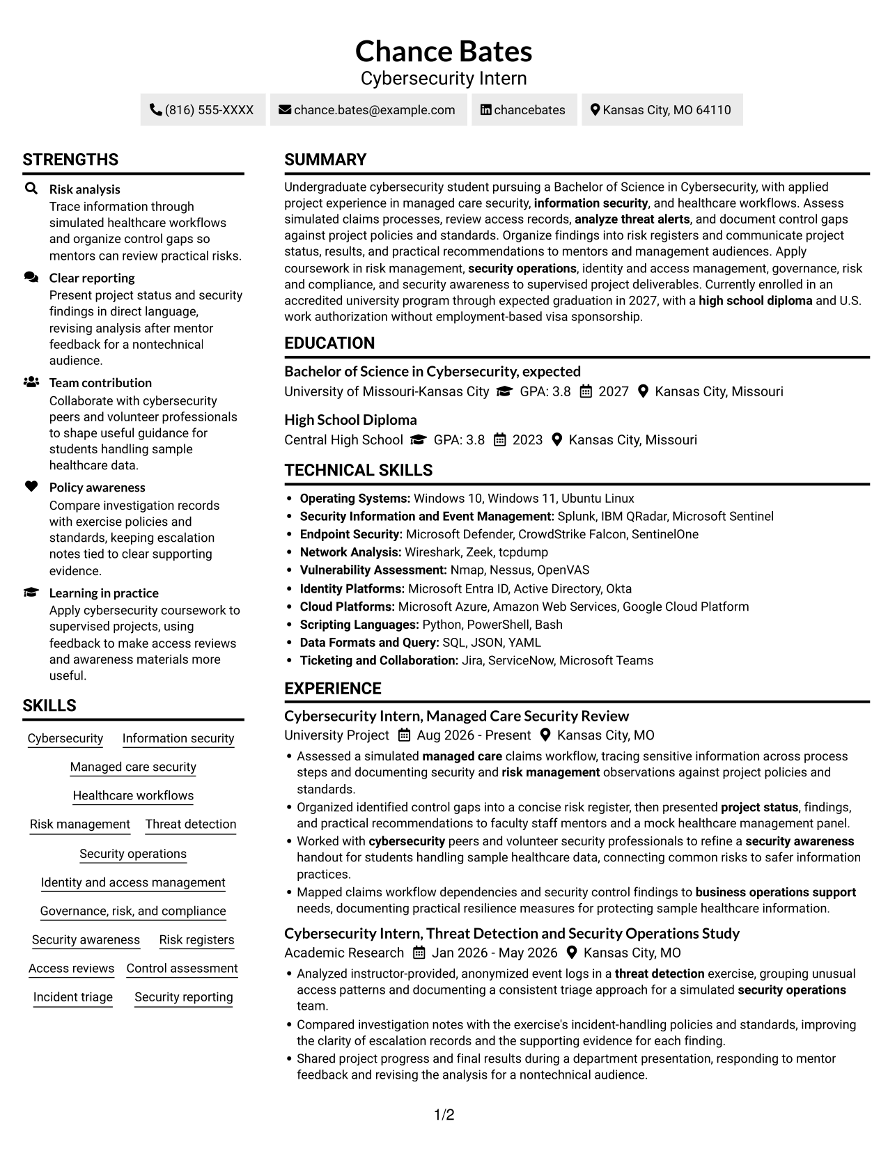 Resume example — page 1