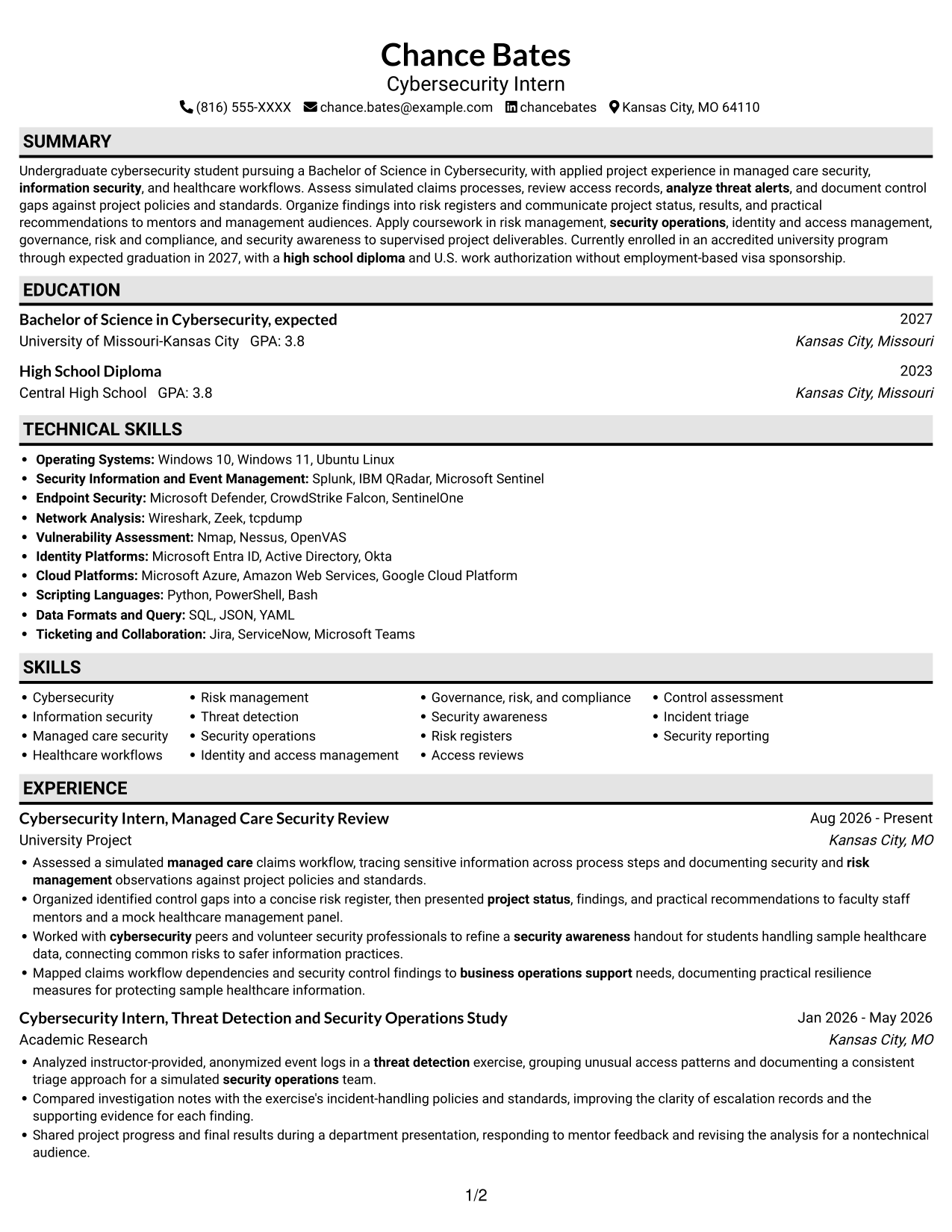 Resume example — page 1