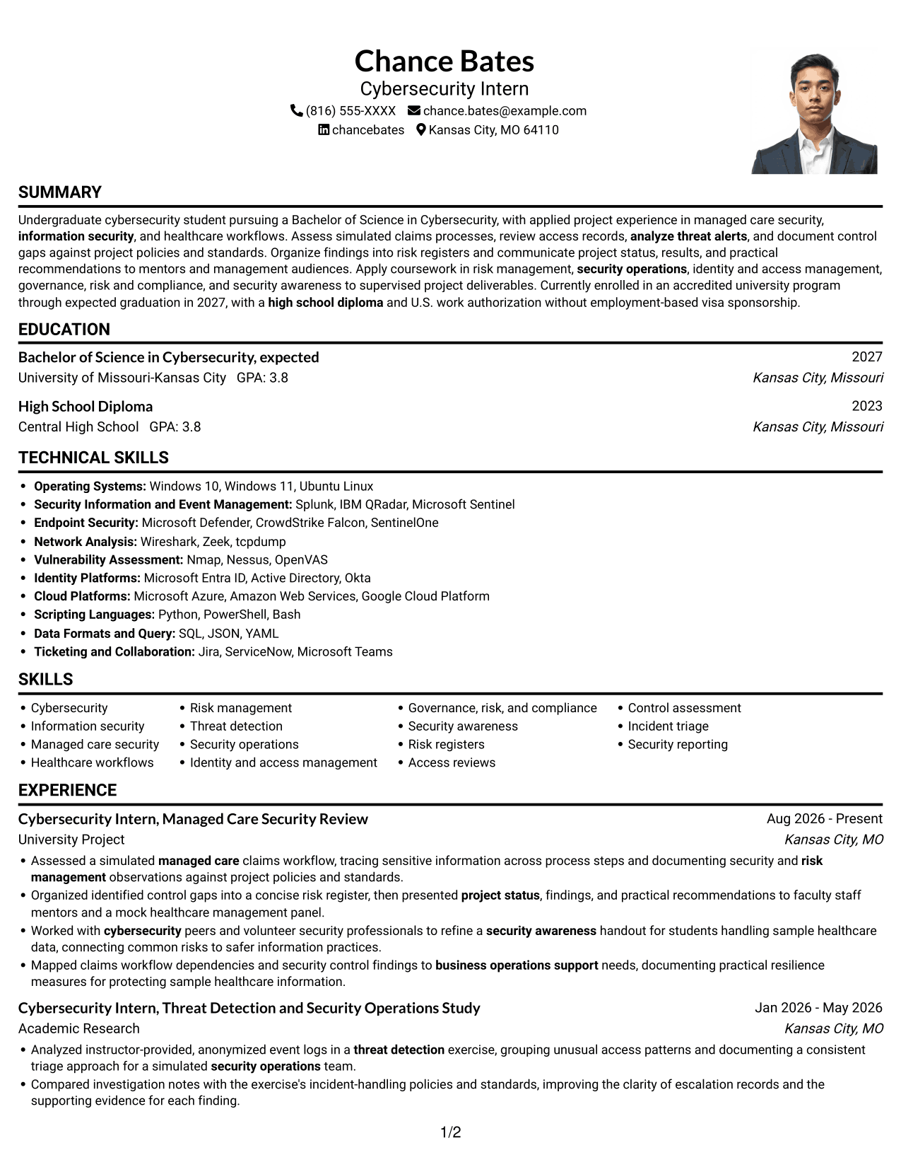 Resume example — page 1