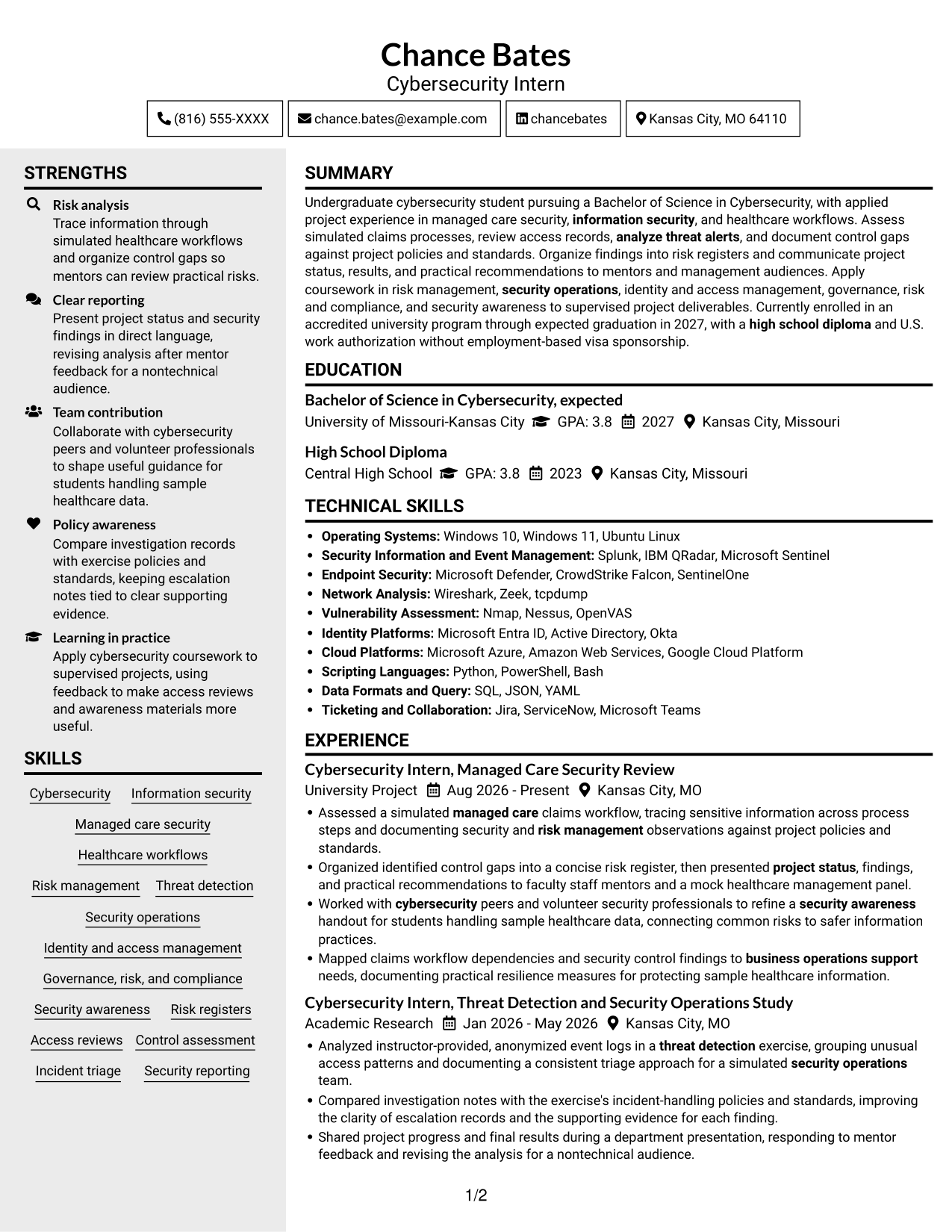 Resume example — page 1