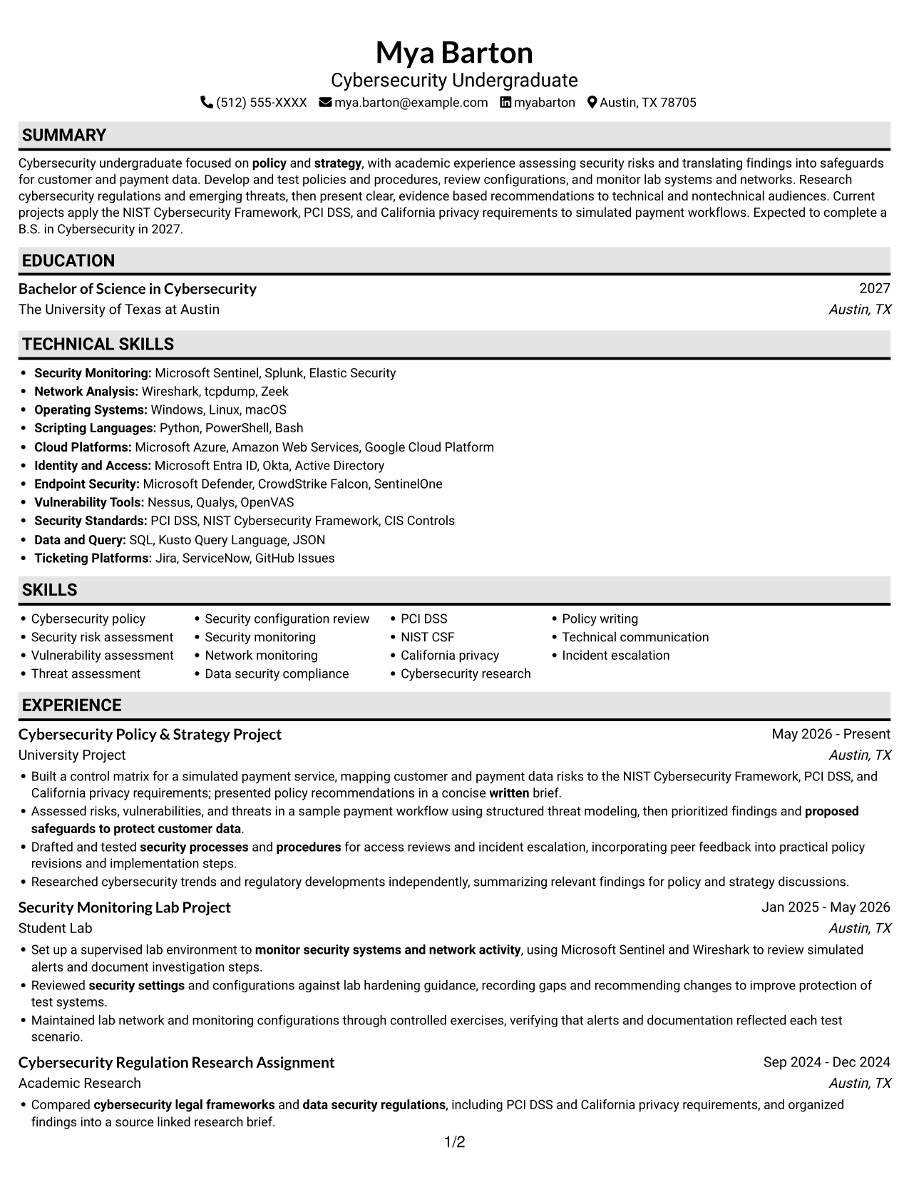 Resume example — page 1