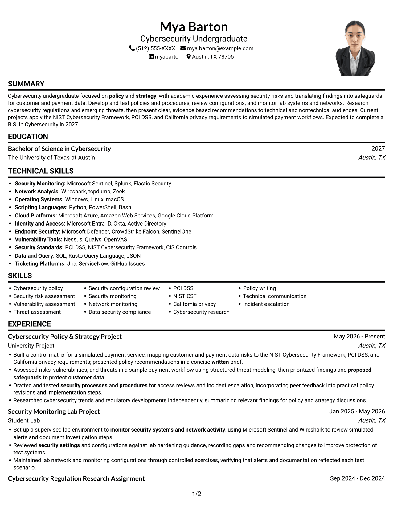Resume example — page 1