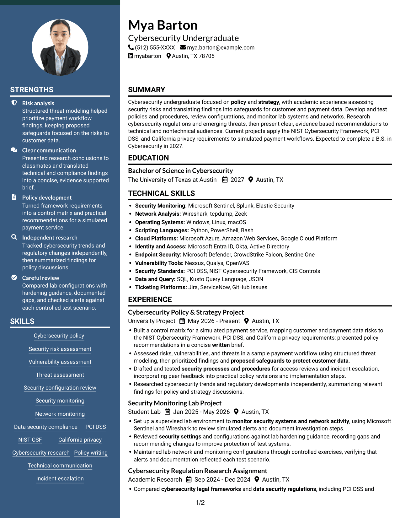 Resume example — page 1