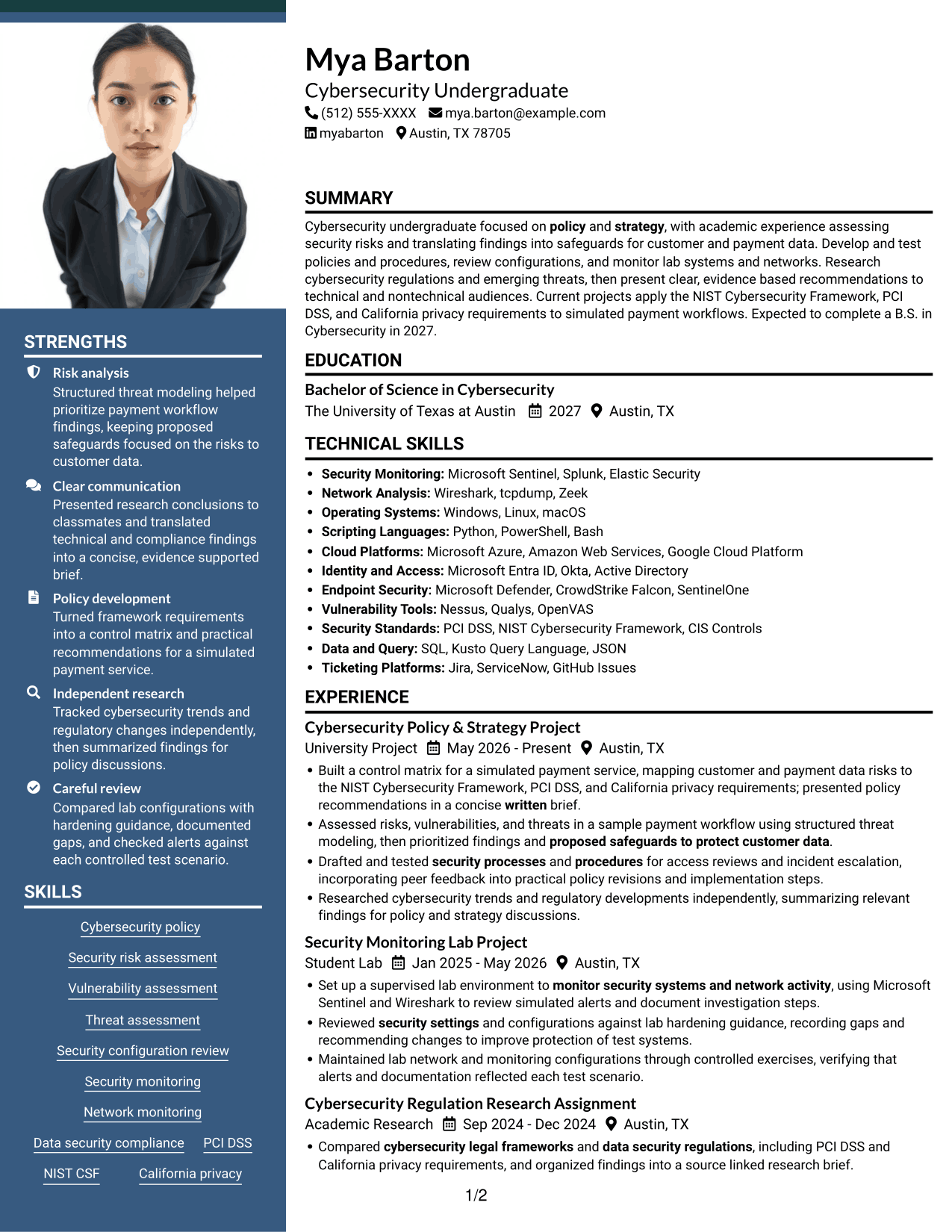 Resume example — page 1