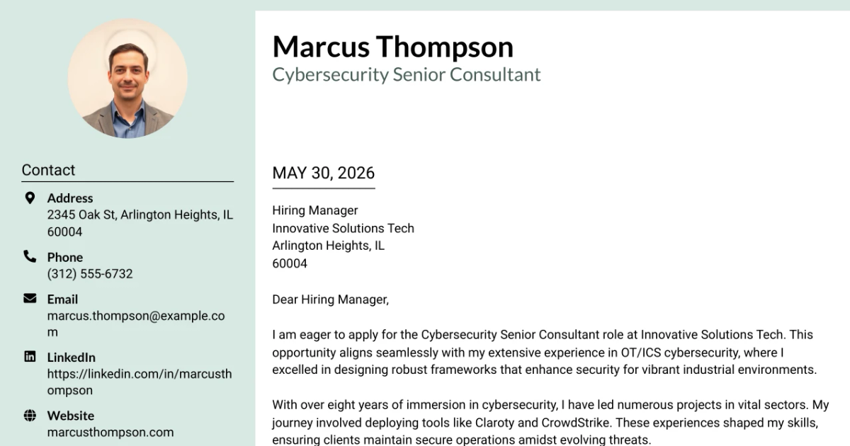 30+ Cybersecurity Senior Consultant Cover Letter Templates with Example 2026