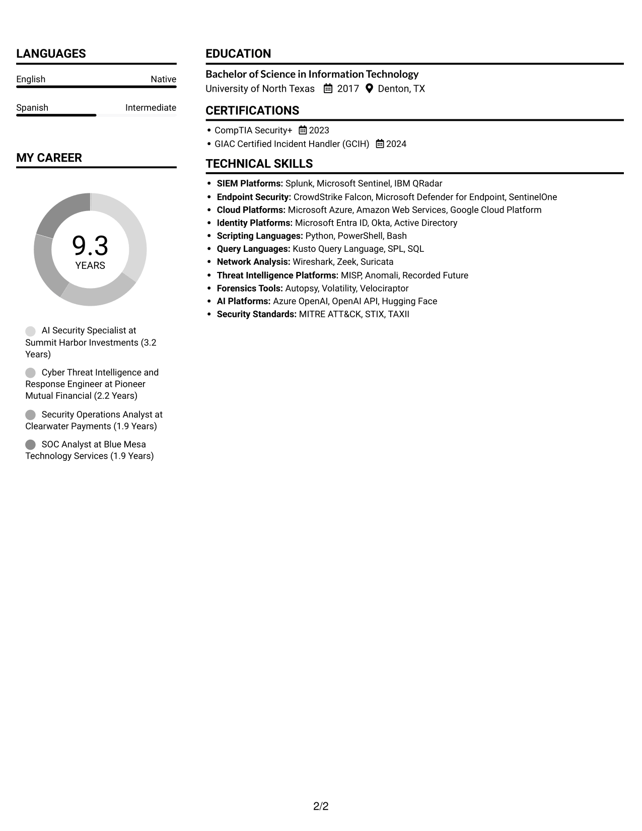 Resume example — page 2