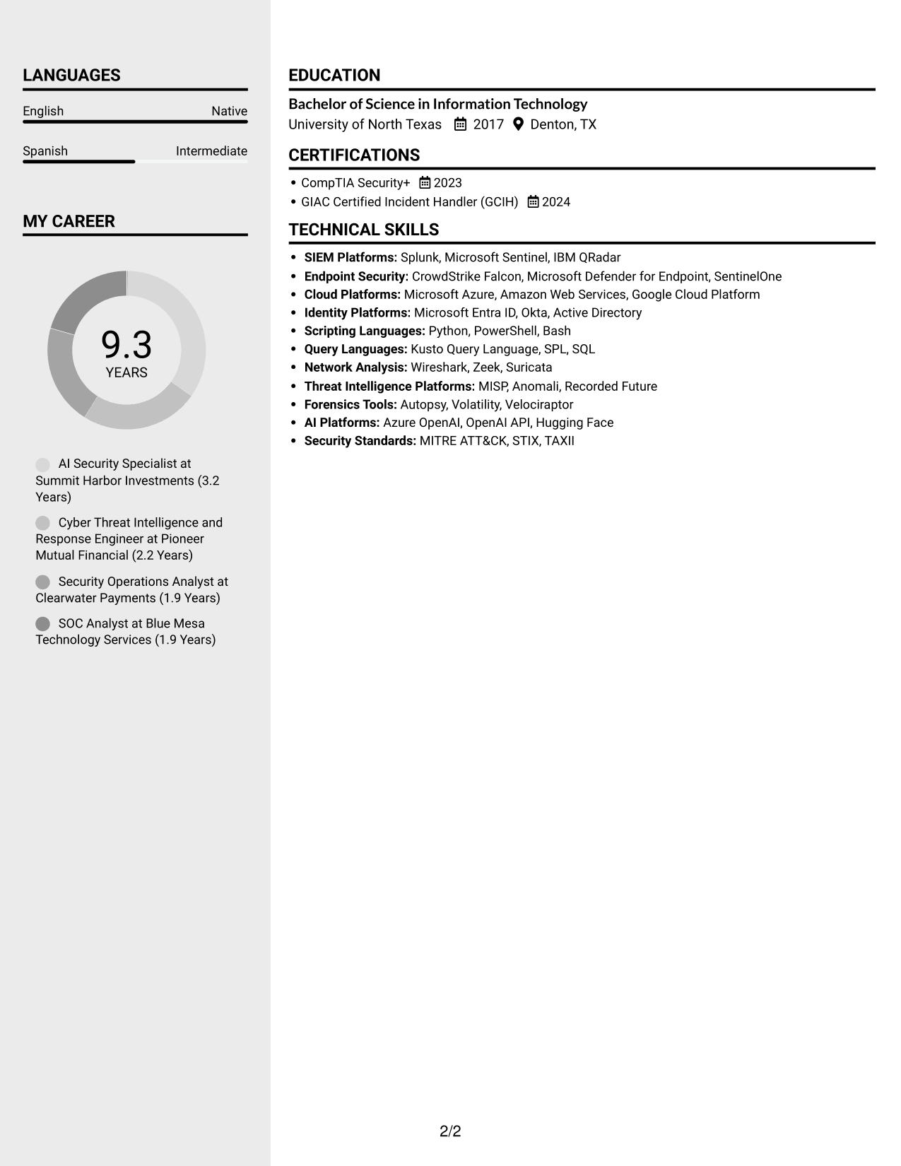 Resume example — page 2