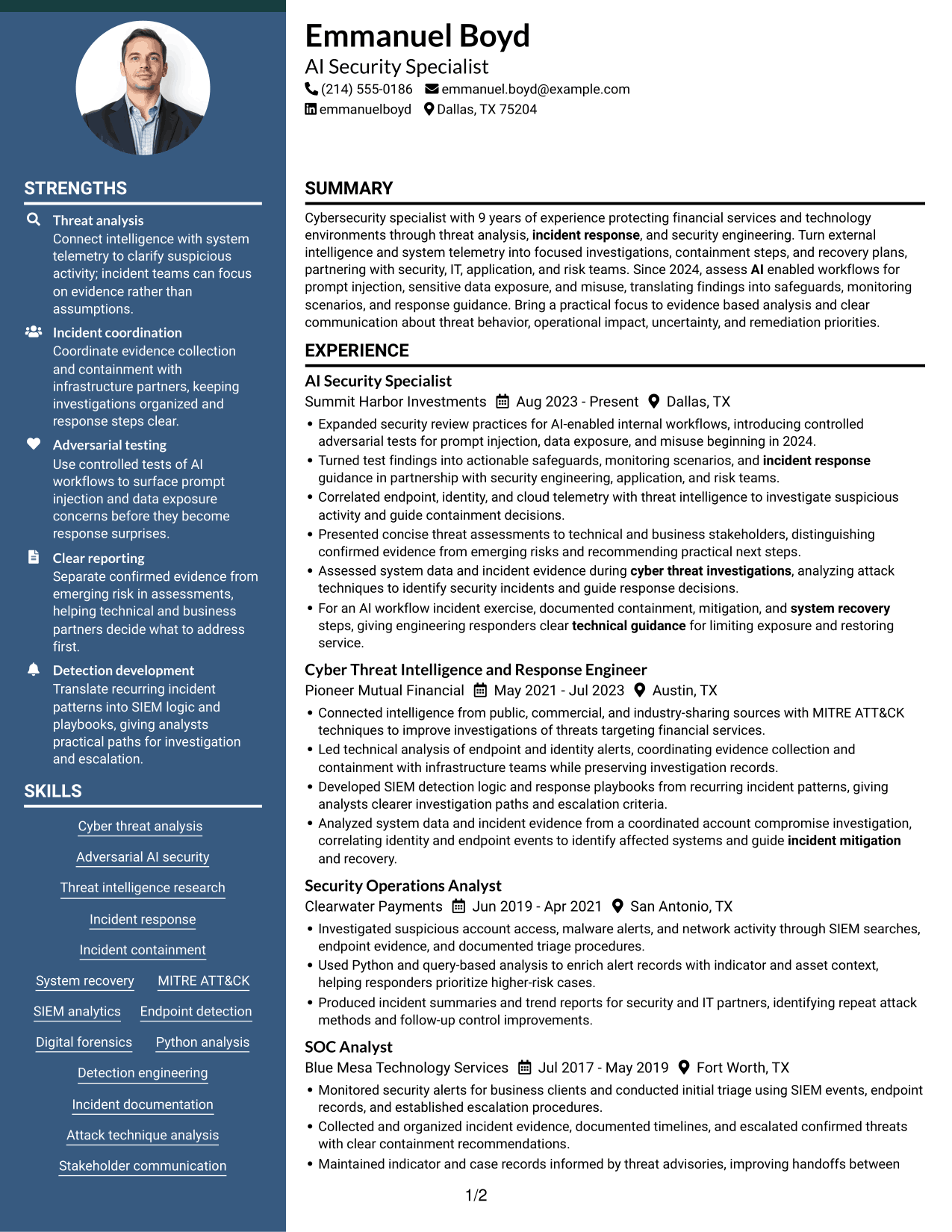 Resume example — page 1