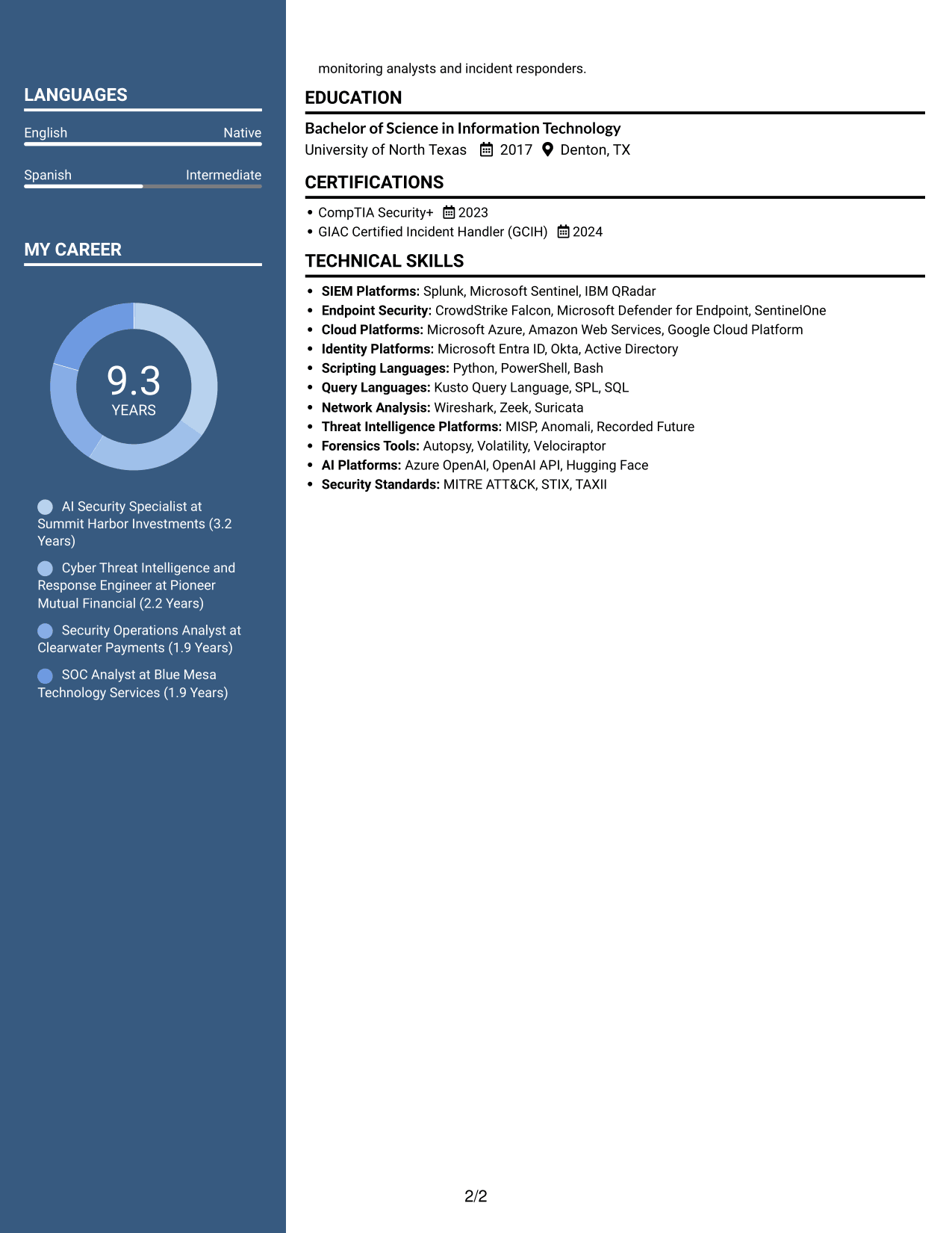 Resume example — page 2