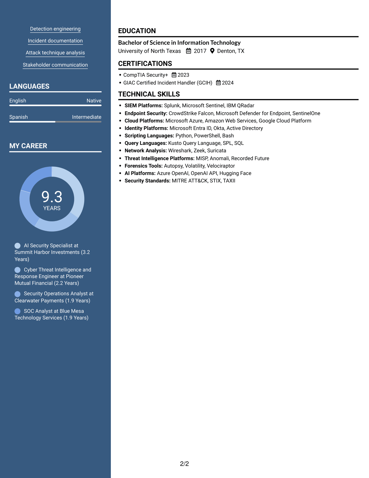 Resume example — page 2