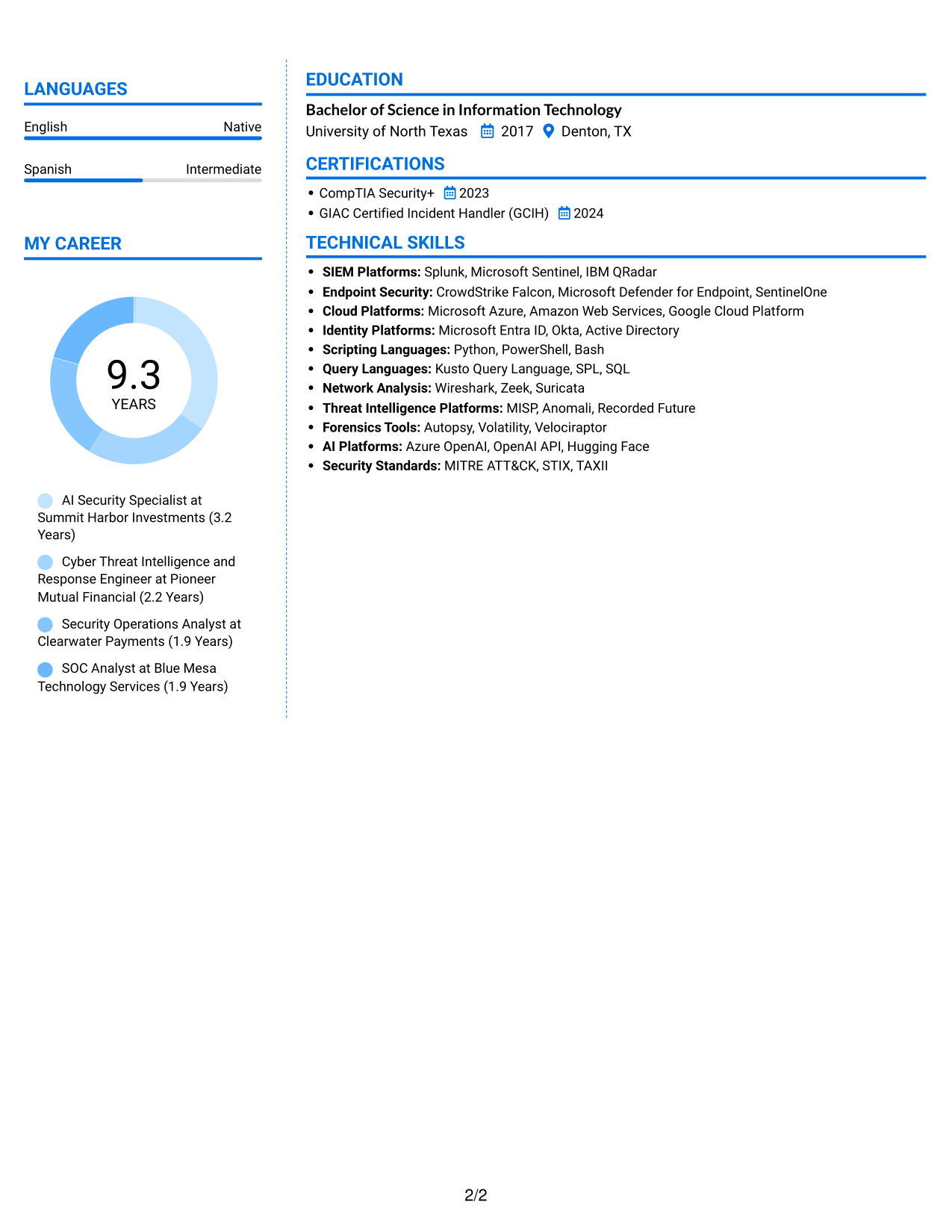 Resume example — page 2