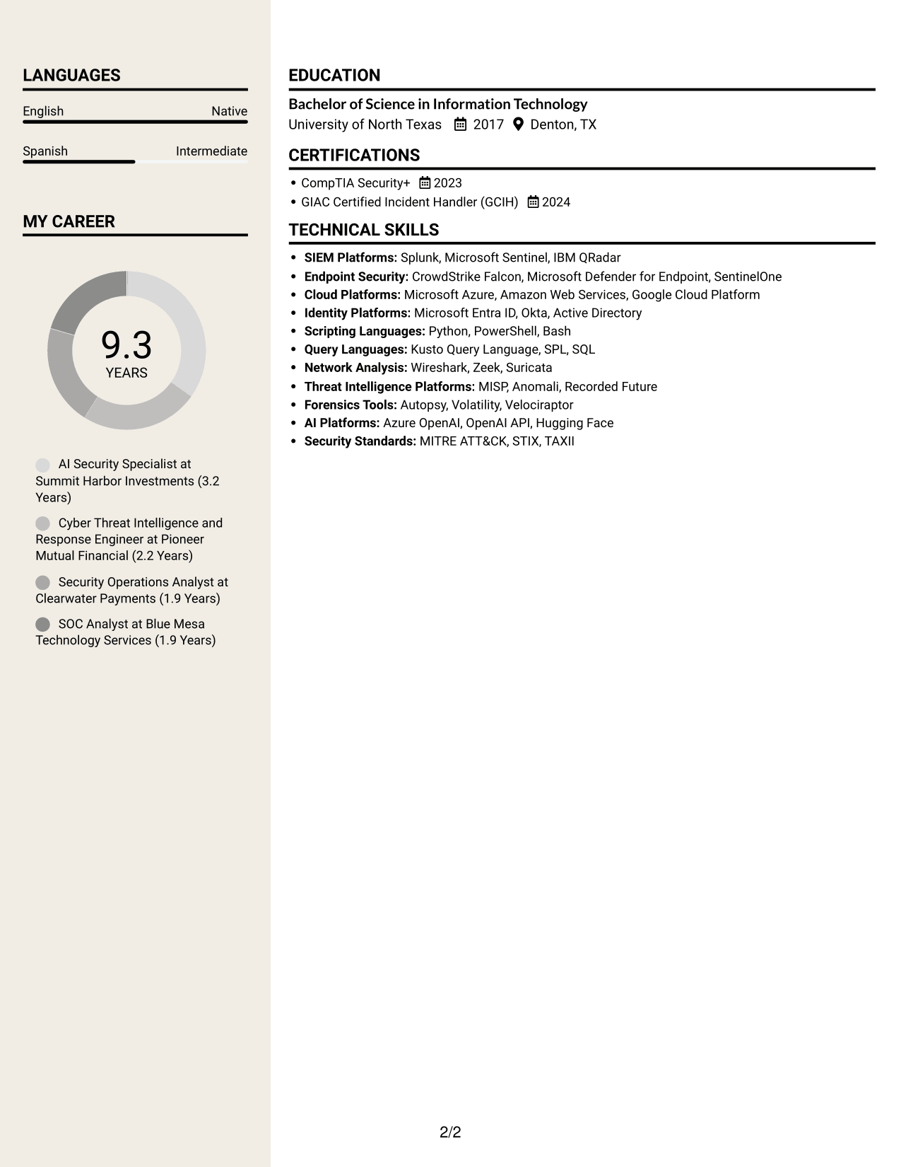 Resume example — page 2