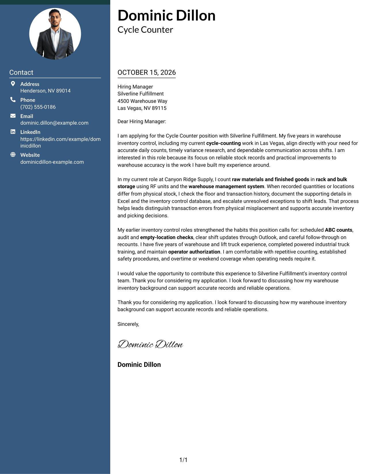 Cover letter example — page 1