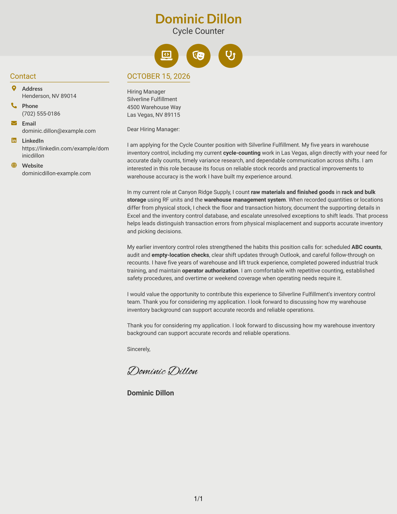 Cover letter example — page 1