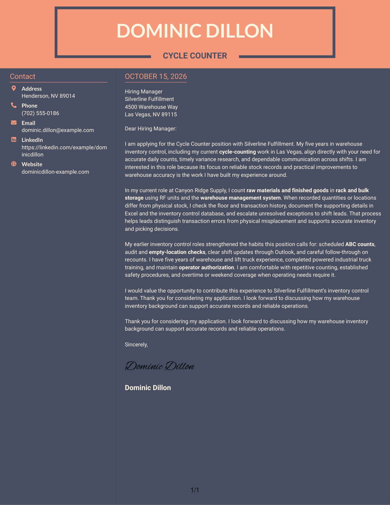 Cover letter example — page 1