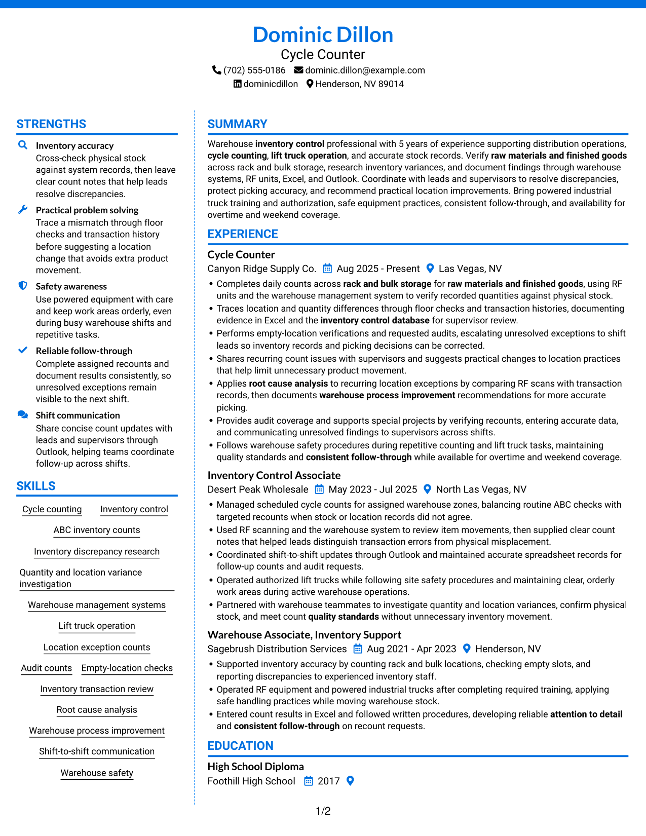 Resume example — page 1
