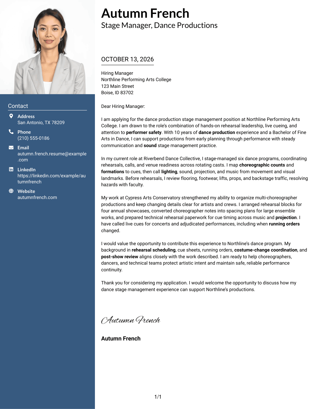Cover Letter Example Page 1