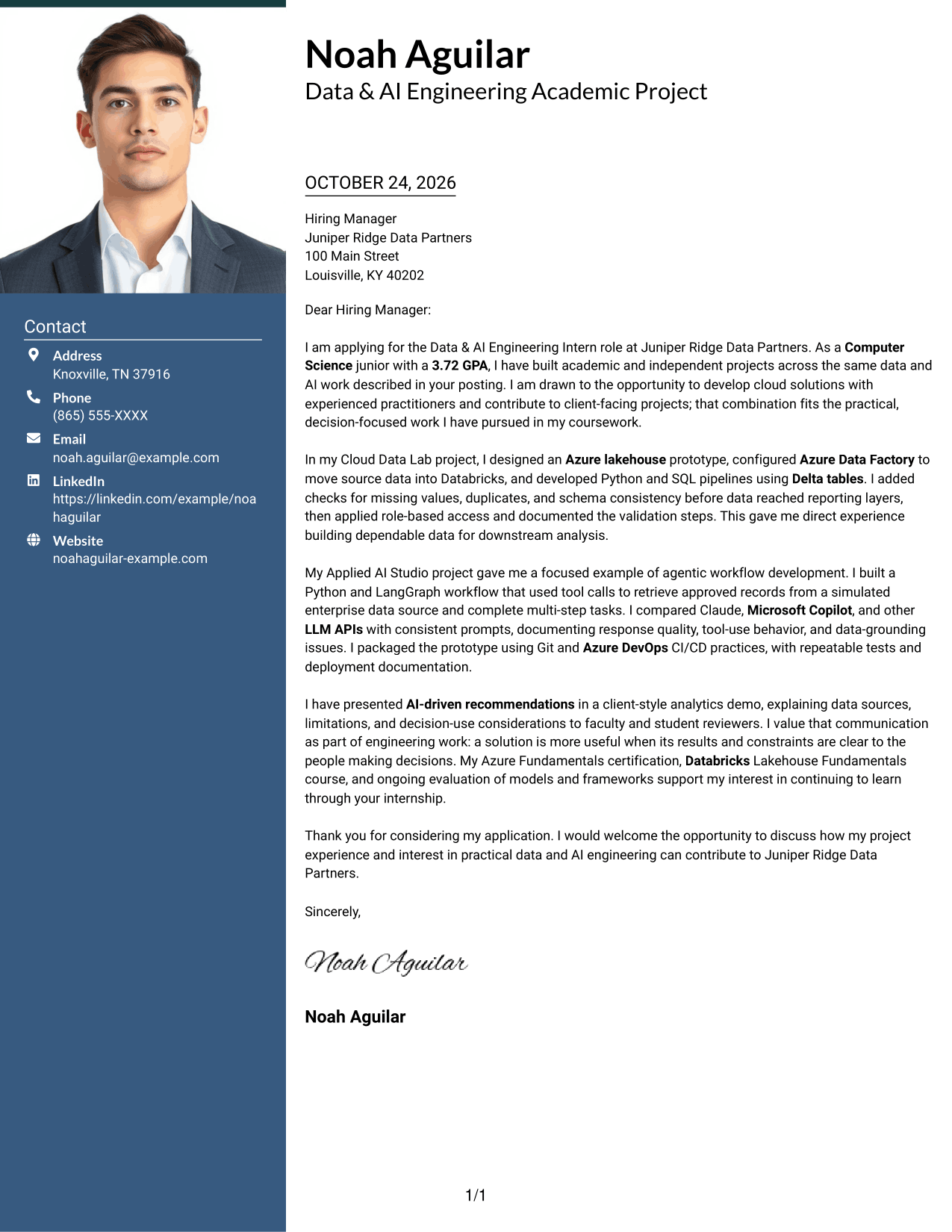 Cover letter example — page 1