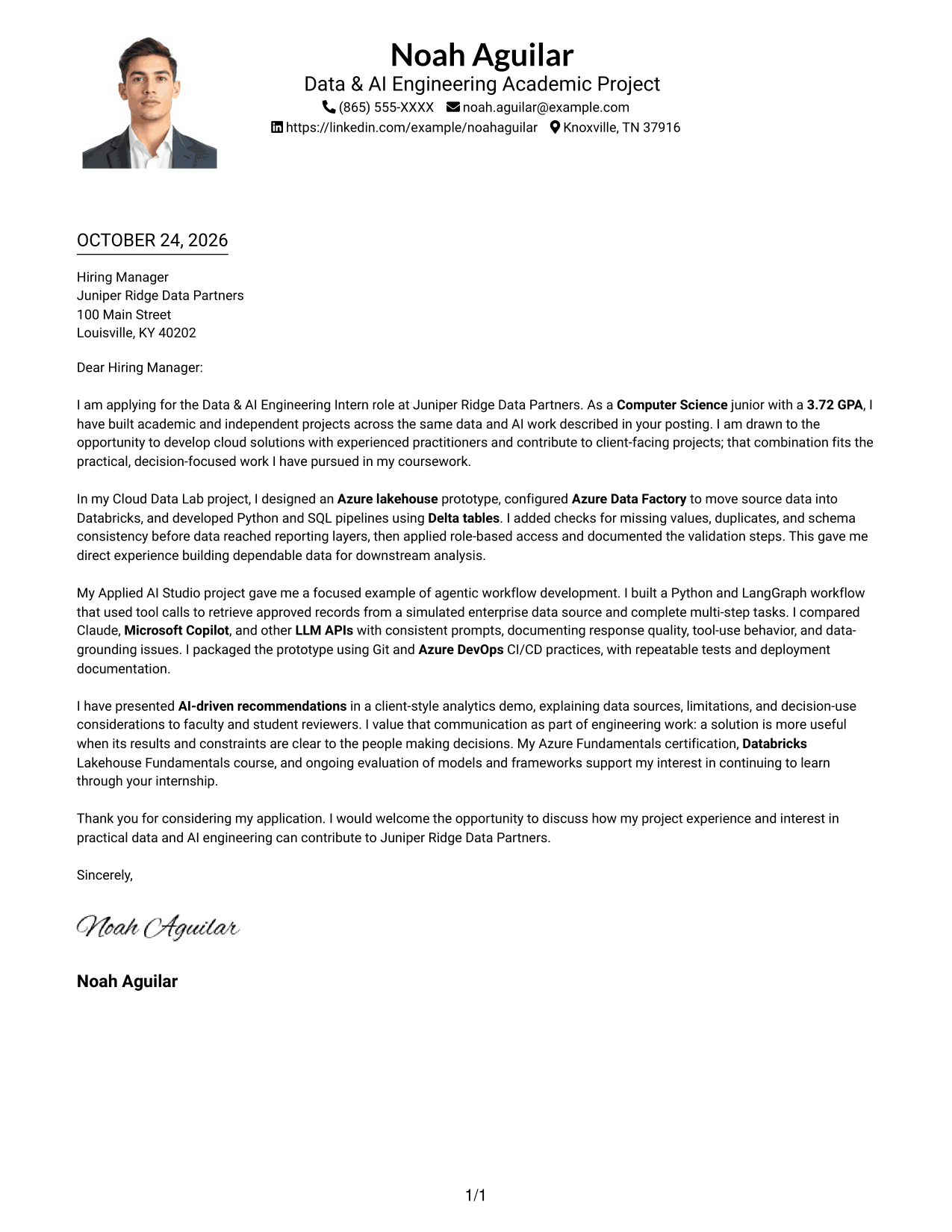 Cover letter example — page 1