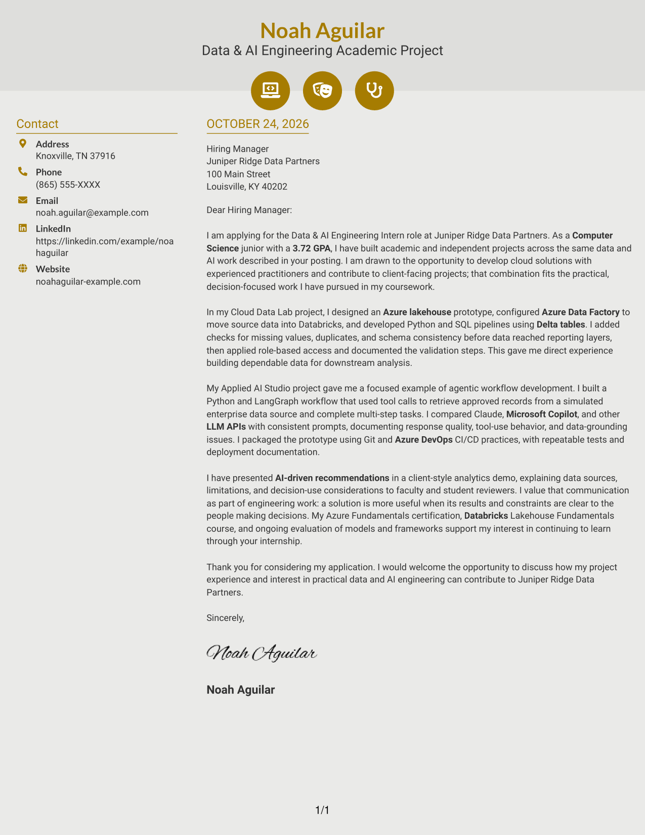 Cover letter example — page 1