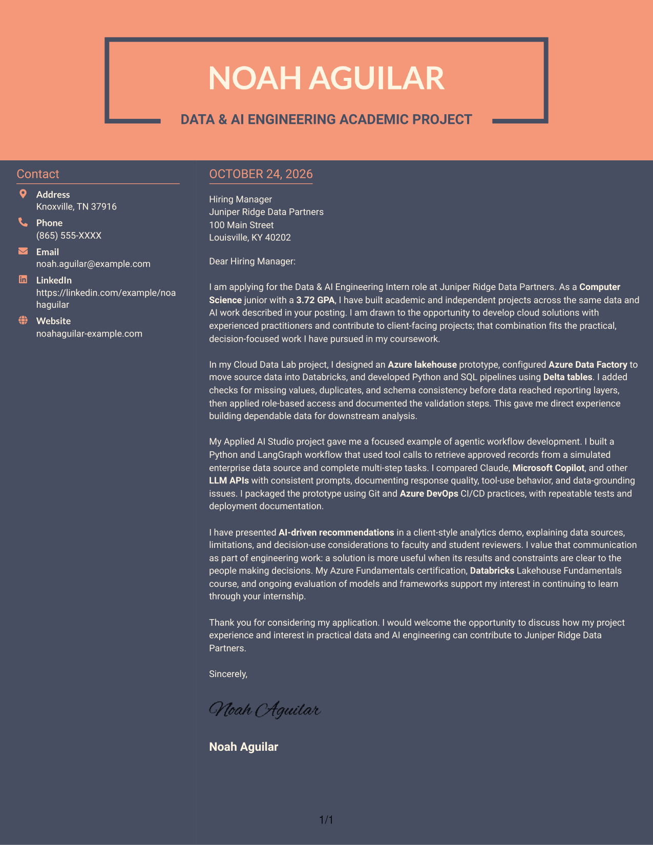 Cover letter example — page 1