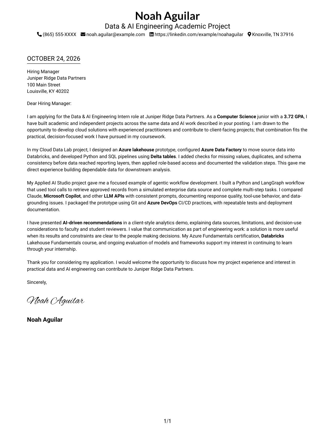 Cover letter example — page 1