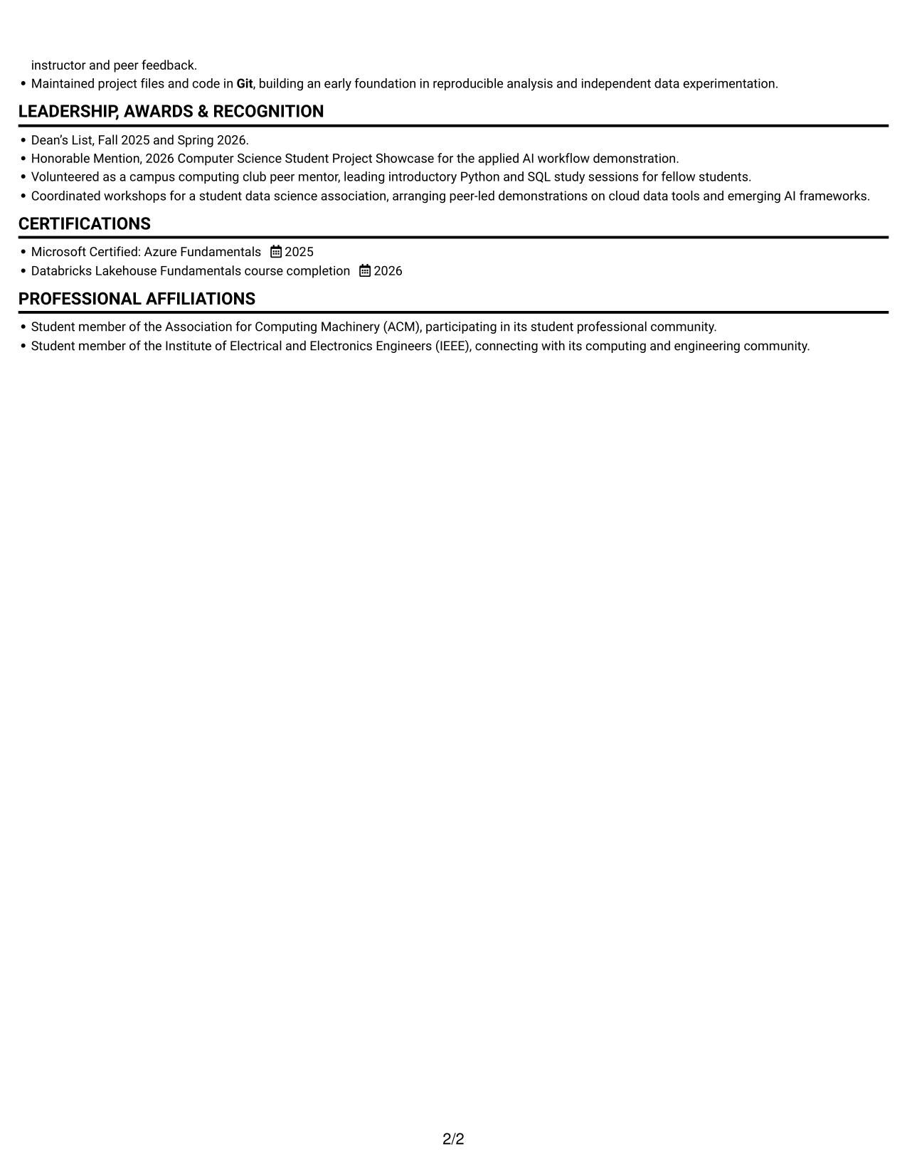 Resume example — page 2