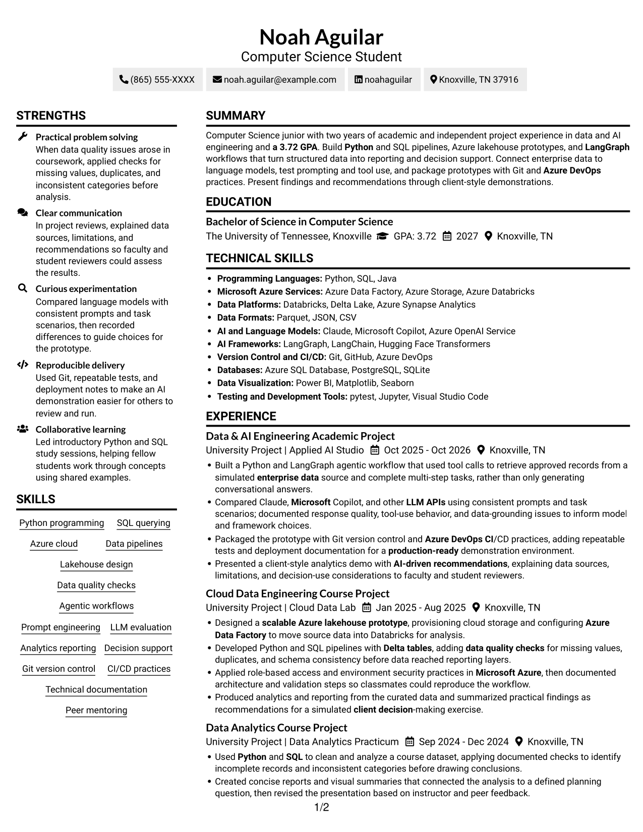 Resume example — page 1