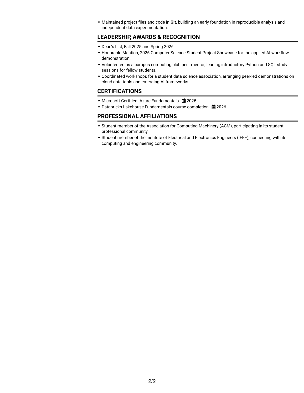 Resume example — page 2