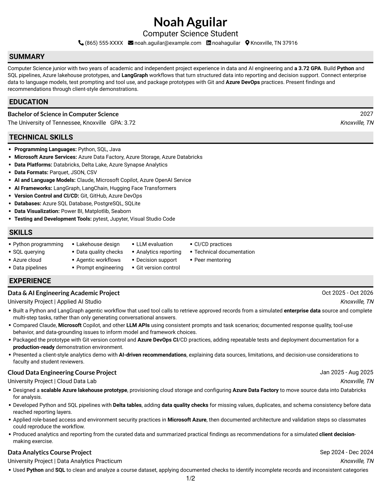 Resume example — page 1
