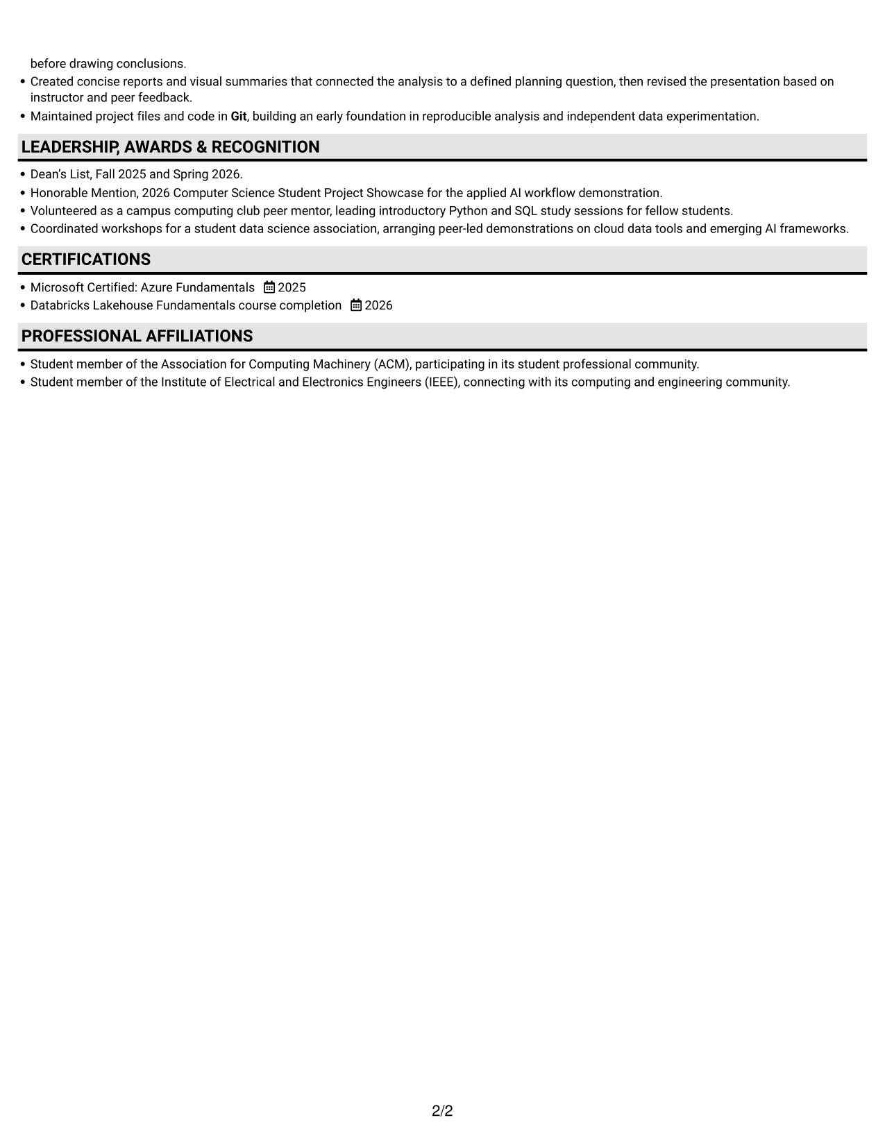 Resume example — page 2