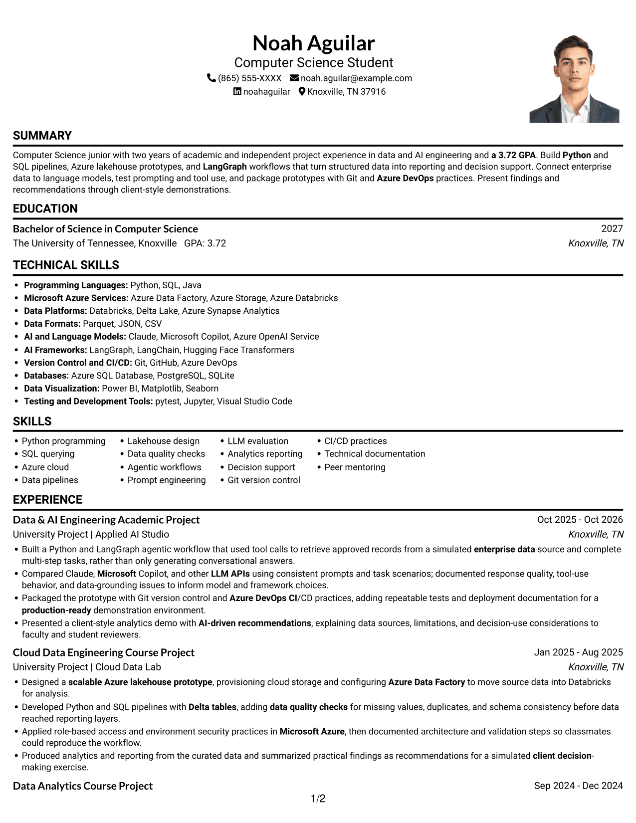 Resume example — page 1