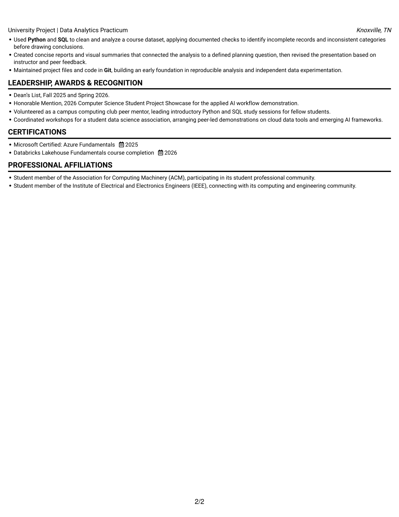 Resume example — page 2
