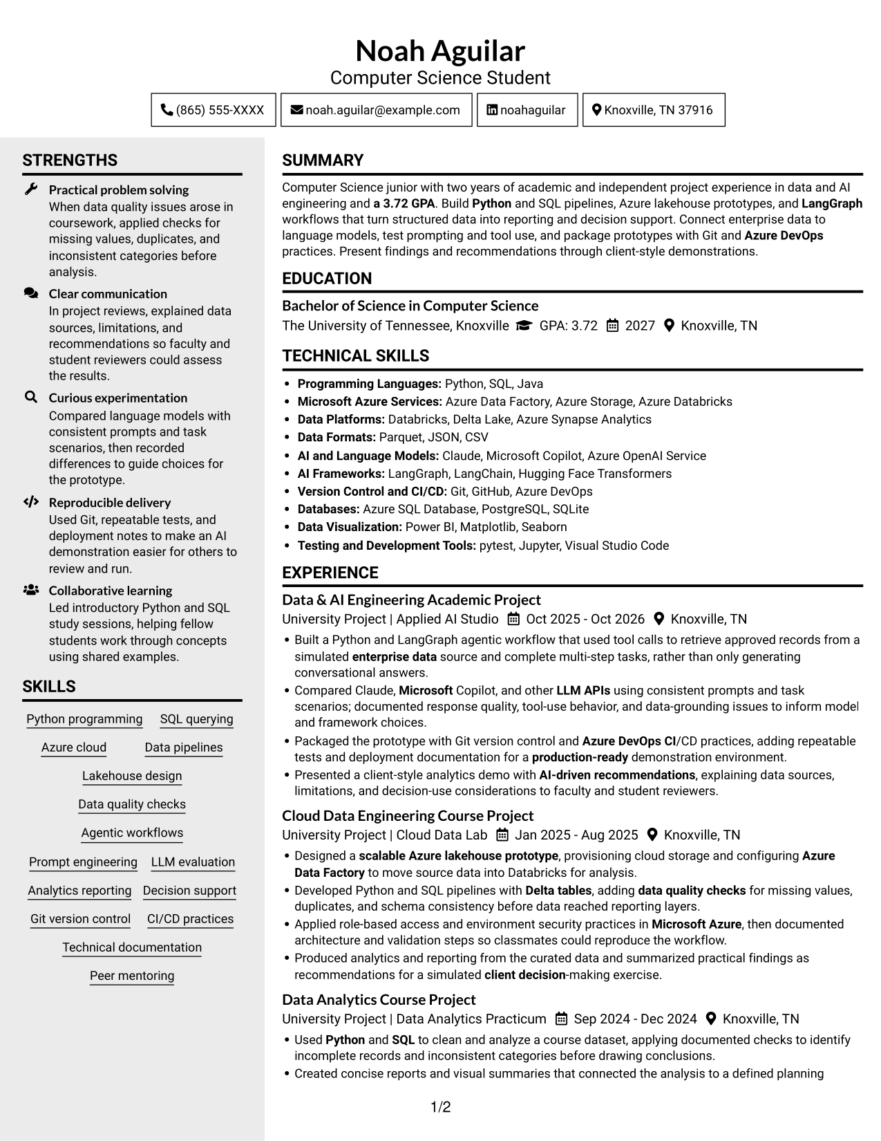 Resume example — page 1