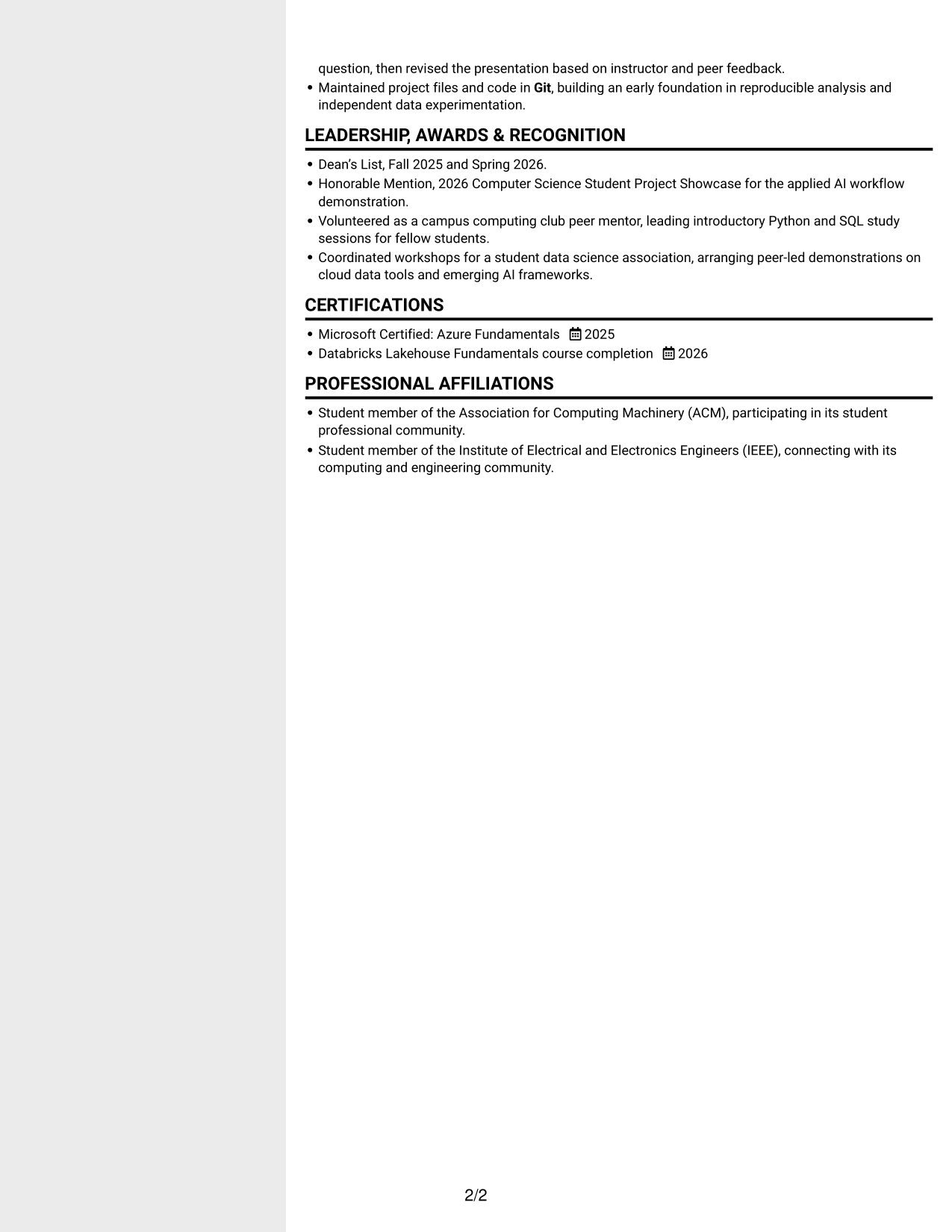 Resume example — page 2