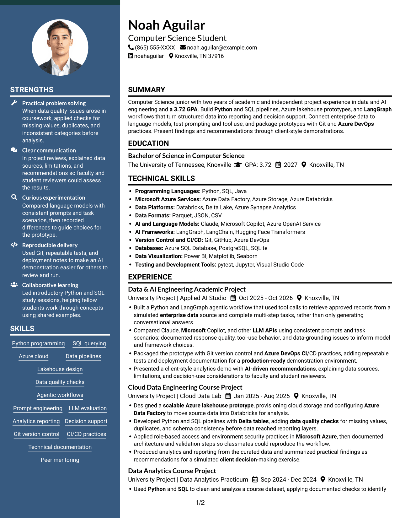 Resume example — page 1