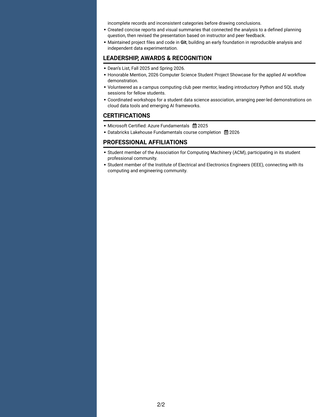 Resume example — page 2