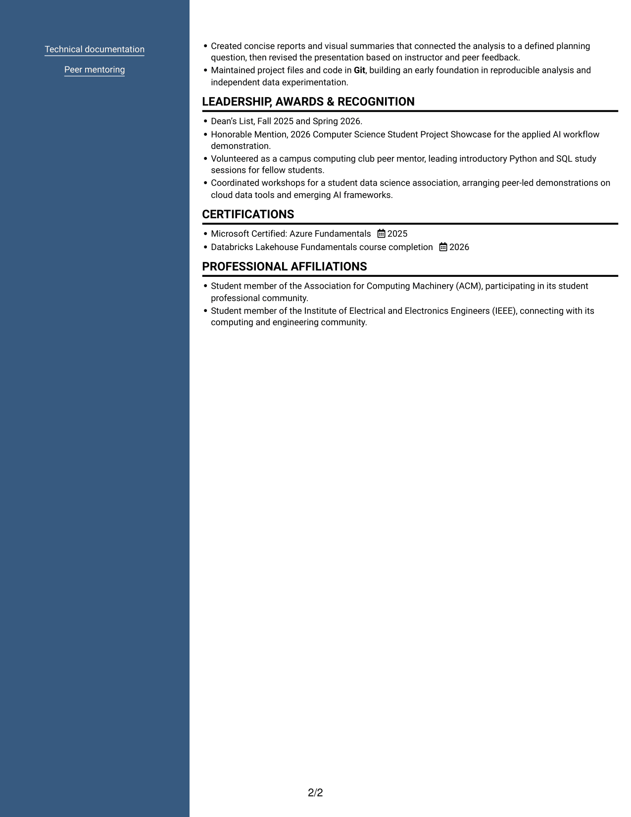 Resume example — page 2